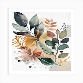 Watercolor Leaves Canvas Print Art Print