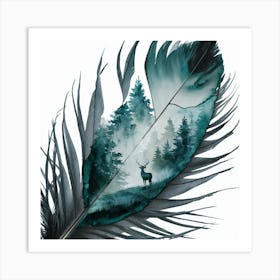 Mystic Forest Feather An Intricate Watercolor Landscape Within Nature S Quill (1) Art Print