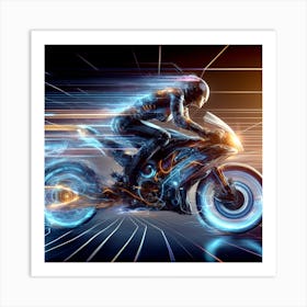 Futuristic Motorcycle Rider t- shirt 2 Art Print