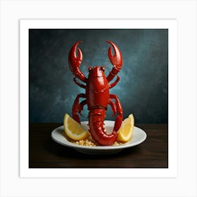 Lobster On A Plate Art Print