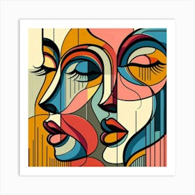 Two Women'S Faces 1 Art Print