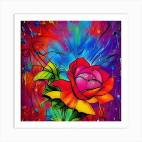 Colorful Rose Painting Art Print