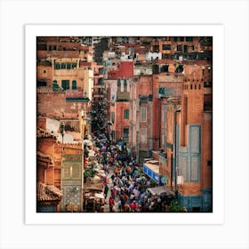 Street Scene In Marrakech Art Print