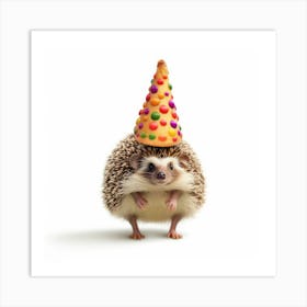 Hedgehog With A Birthday Hat Art Print