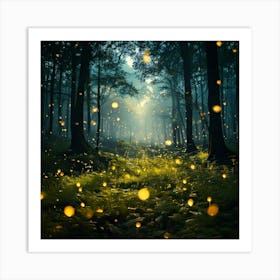 A Dreamy Land Of Fireflies Art Print