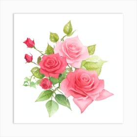 Watercolor Roses Art Print