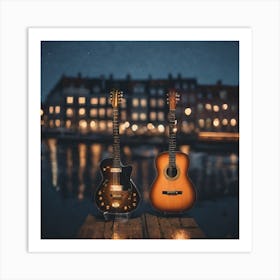 Nighttime Copenhagen Guitars (3) Art Print