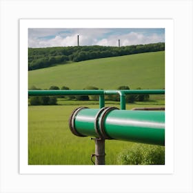 Green Pipe In A Field Art Print