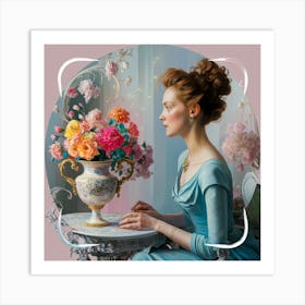 Profile Of Elegance Still Life With Flowers (4) Art Print