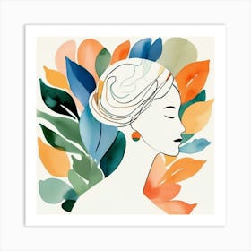 Watercolor Portrait Of A Woman Art Print