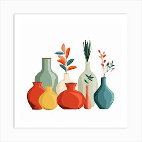 Vases And Flowers Art Print