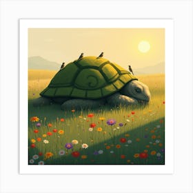 Fantasy Meadow With A Giant, Sleeping Creature Art Print