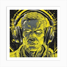 Cosmic Man With Headphones 2 Art Print