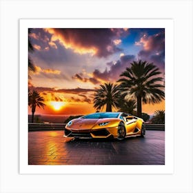 Sunset Lamborghini 2 Art Print