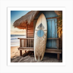 Surfboard On The Beach 2 Art Print