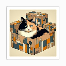 Cat In A Box 3 Art Print