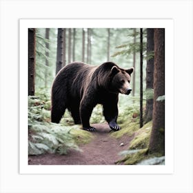 Brown Bear In The Forest 1 Art Print