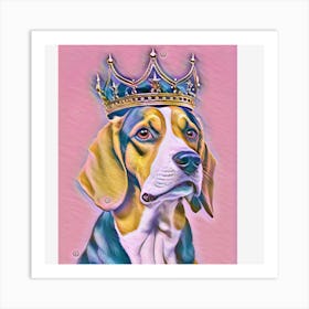 Beagle Dog With Crown Art Print