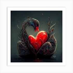 Swan Heart Art Print