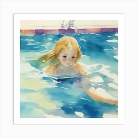 Girl In The Pool Art Print