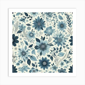 Blue Flowers 3 Art Print