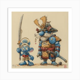 Myeera A Samurai And A Smurf Mixture 7b3a9b4f D96e 4290 928f Ffa1de29b1fe Art Print