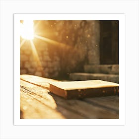 Open Book On A Wooden Table Art Print