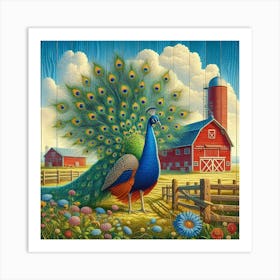 Peacock On The Farm 1 Art Print