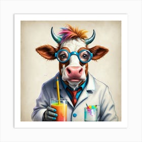 Cow In A Lab Coat 2 Art Print