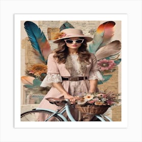 Woman With A Bicycle 2 Art Print