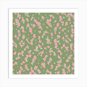 Broken Glass Pieces, A Vintage Pattern Featuring abstract Polygons With Varying Side Lengths Shapes With Edges, Flat Art, 135 Art Print