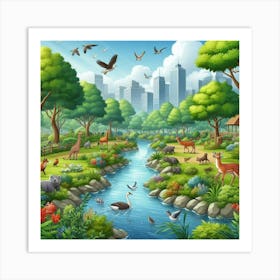 Zoo In The Park Art Print