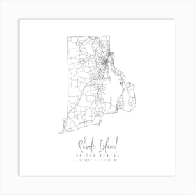 Rhode Island Minimal Street Map Square Art Print