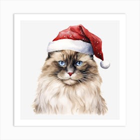 Santa Claus Cat 2 Art Print