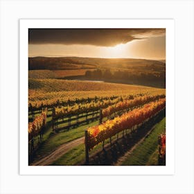 Sunset Over Vineyards Art Print