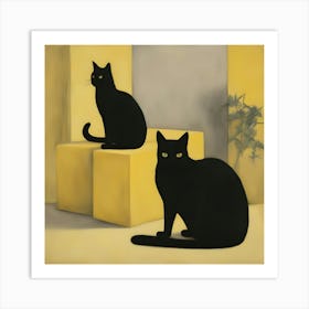 Two Black Cats 2 Art Print