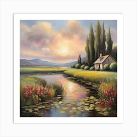 Sunset By The Pond Art Print