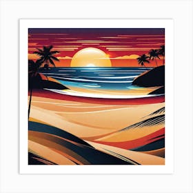 Sunset At The Beach 217 Art Print