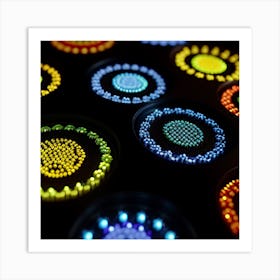 Colorful Circles On A Black Background Art Print