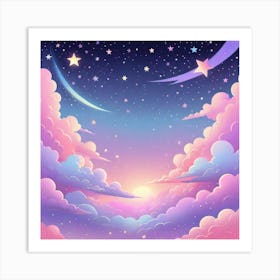 Sky With Twinkling Stars In Pastel Colors Square Composition 196 Art Print