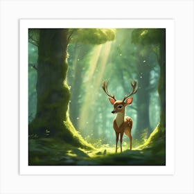 Deer In The Forest Art Print