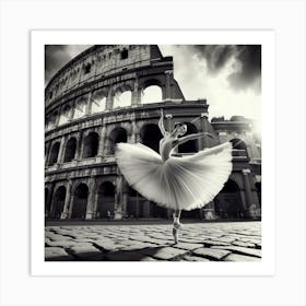 Ballet Dancer In Front Of Colosseum Art Print