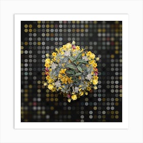 Vintage Yellow Azalea Flower Wreath on Dot Bokeh Pattern n.0321 Art Print