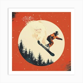 Snowboarder In The Moonlight Art Print