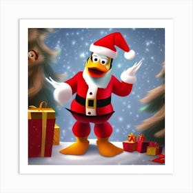 Santa Duck Art Print