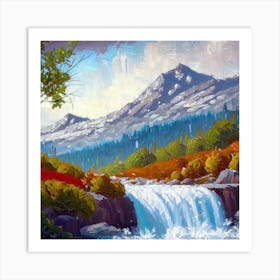 Waterfall in the mountains with stunning nature 6 Art Print