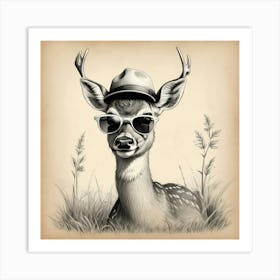 Deer In Sunglasses 3 Art Print