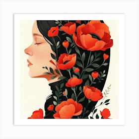 Poppies And A Girl Art Print