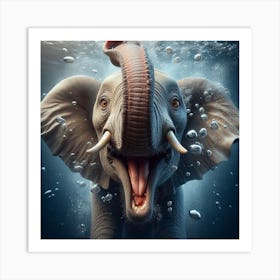 Elephant Underwater Art Print