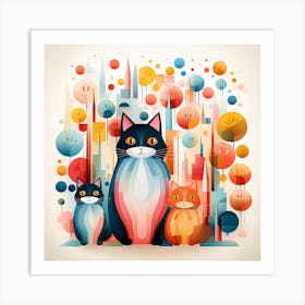 Abstract Cats 1 Art Print